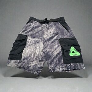 PALACE Asymetric Real Tree Shell Shorts Men's Size S Black Green Camo